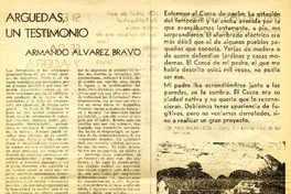 Arguedas, un testimonio  [artículo] Armando Alvarez Bravo.
