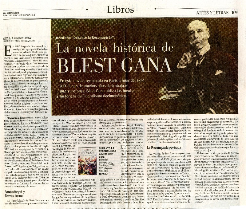 La novela histórica de Blest Gana  [artículo] Juan Luis Ossa Santa Cruz.