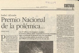 Premio Nacional de la polémica --  [artículo] Fernando Barraza.