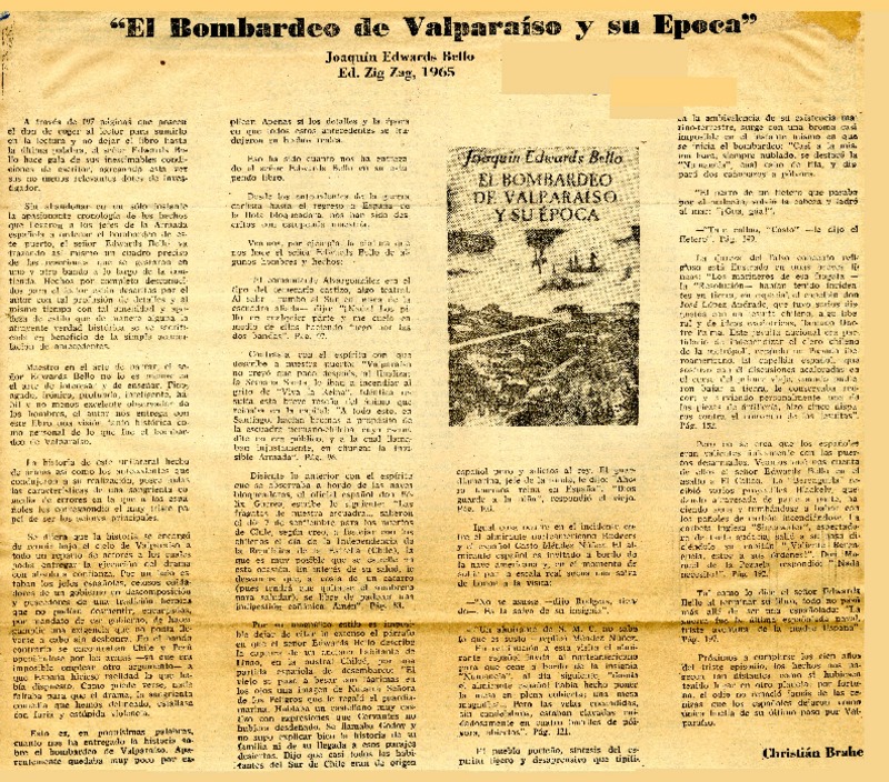 El bombardeo de Valparaíso y su época  [artículo] Christian Brahe.
