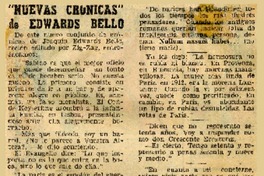 "Nuevas crónicas" de Edwards Bello  [artículo].