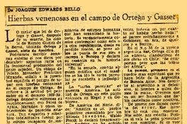 Hierbas venenosas en el campo de Ortega y Gasset  [artículo] Joaquín Edwards Bello.