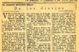 De los diarios  [artículo] Joaquín Edwards Bello.