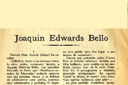 Joaqúin Edwards Bello  [artículo] Armando Rojas Molina.