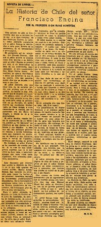La historia de Chile del señor Francisco Encina  [artículo] M. C. P.