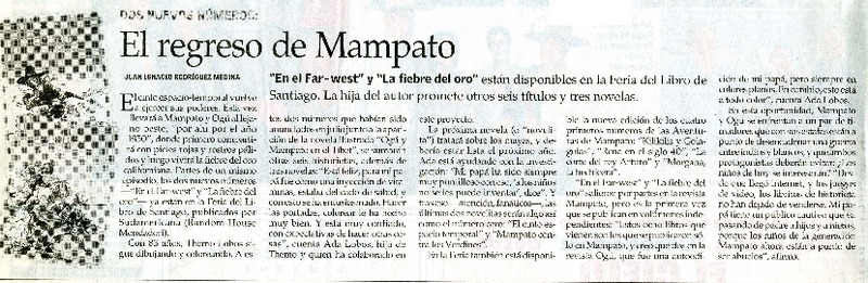 El regreso de Mampato  [artículo] Juan Ignacio Rodrìguez Medina.