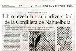 Libro revela la rica biodiversidad de la Cordillera de Nahuelbuta  [artículo] Richard Garcìa.
