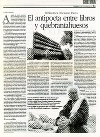 El antipoeta entre libros y quebrantahuesos  [artículo] Fernando Barraza.