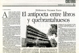 El antipoeta entre libros y quebrantahuesos  [artículo] Fernando Barraza.