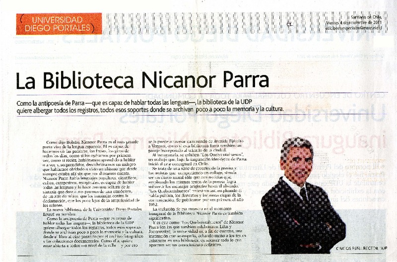 La biblioteca Nicanor Parra  [artículo] Carlos Peña.