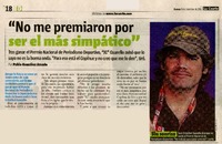 "No me premiaron por ser el más simpático"  [artículo] Pablo González Amado.