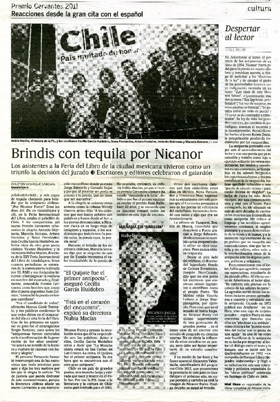 Brindis con tequila por Nicanor  [artículo] Winston Manrique Sabogal.