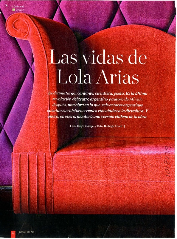 Las vidas de Lola Arias  [artículo] Diego Zúñiga.