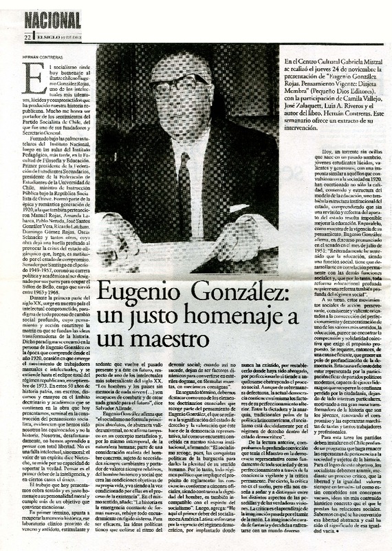 Un justo homenaje a un maestro  [artículo] Hernán Contreras.