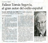 Fallece Tomás Segovia, el gran autor del exilio español  [artículo] Maureen Lennon Zaninovic.