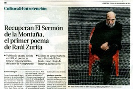 Recuperan El Sermón de la Montaña, el primer poema de Raúl Zurita  [artículo] Roberto Careaga C.