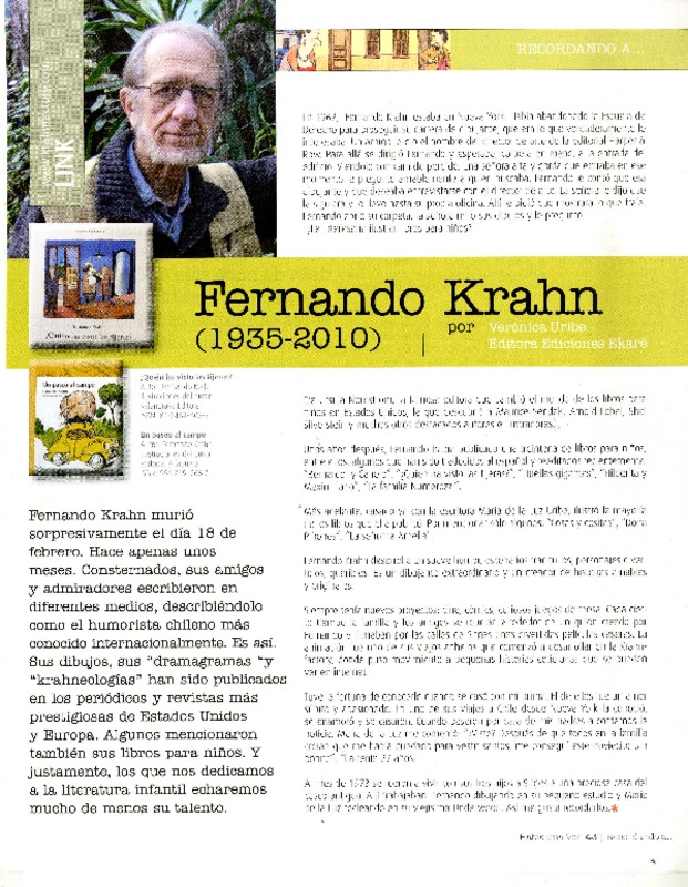 Fernando Krahn (1935-2010)  [artículo] Verónica Uribe.