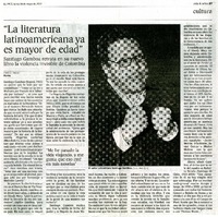 "La literatura latinoamericana ya es mayor de edad" (entrevista)  [artículo] Pablo Ordaz.