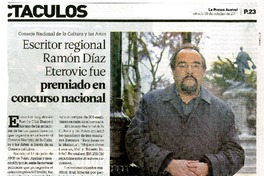 Escritor regional Ramón Díaz Eterovic fue premiado en concurso nacional  [artículo].