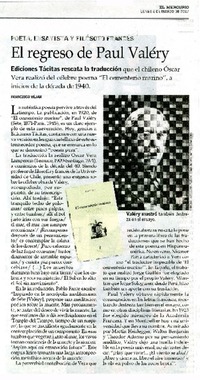 El regreso de Paul Valéry  [artículo] Francisco Véjar.