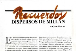 Recuerdos dispersos de Millán  [artículo] Jaime Concha.