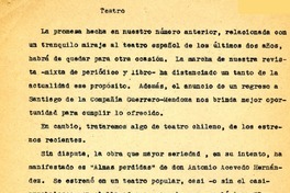 Teatro  [artículo] Eduardo Barrios.