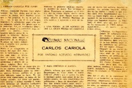 Plumas nacionales : Carlos Cariola. [artículo]