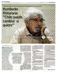 Humberto Maturana: "Chile puede cambiar si quiere" [entrevista]  [artículo] Juan Diego Montalva.