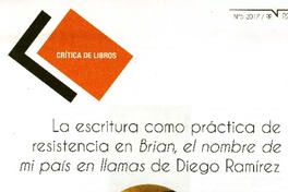 La escritura como práctica de resistencia en : Brian, el nombre de mi país en llamas de Diego Ramírez [artículo] Patricia Espinosa.