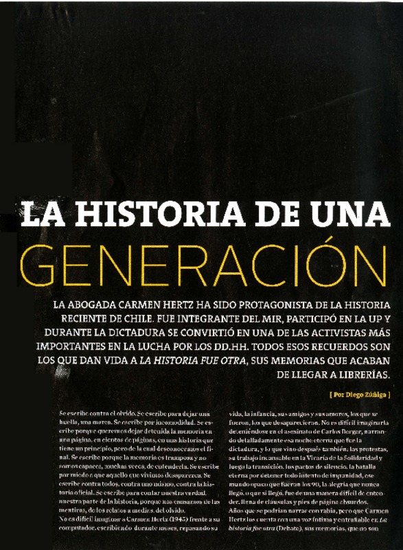 La historia de una generación  [artículo] Diego Zúñiga.