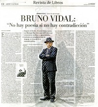 Bruno Vidal : "no hay poesía si no hay contradiccion" [entrevista] [artículo] Pedro Pablo Guerrero.