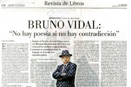 Bruno Vidal : "no hay poesía si no hay contradiccion" [entrevista] [artículo] Pedro Pablo Guerrero.