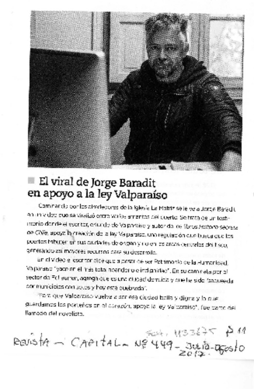 El viral de Jorge Baradit en apoyo a la ley Valparaíso.  [artículo]