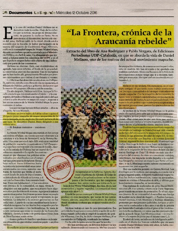 "La frontera, crónica de la Araucanía rebelde".  [artículo]