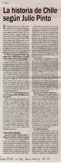 La historia de Chile según Julio Pinto  [artículo] Julio Pinto ; [entrevistado por] Alejandro Lavquen.