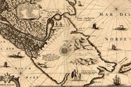 Mapa del Estrecho de Magallanes que incluye el paso de Le Maire, 1635.