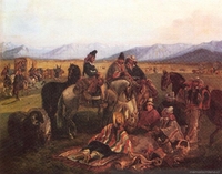Rodeo de huasos maulinos, atribuido a Juan Mauricio Rugendas.
