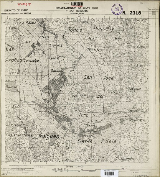 Auquinco Departamentos de Santa Cruz y San Fernando [material cartográfico] : Ejército de Chile. Instituto Geográfico Militar.