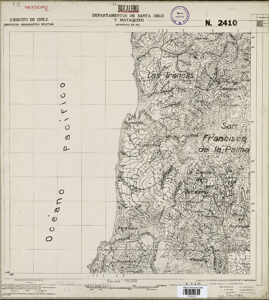Bucalemu Departamentos de Santa Cruz y Mataquito [material cartográfico] : Ejército de Chile. Instituto Geográfico Militar.