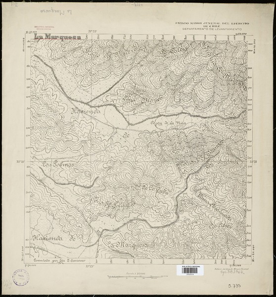 La Marquesa  [material cartográfico] Estado Mayor Jeneral del Ejército de Chile. Departamento de Levantamiento.