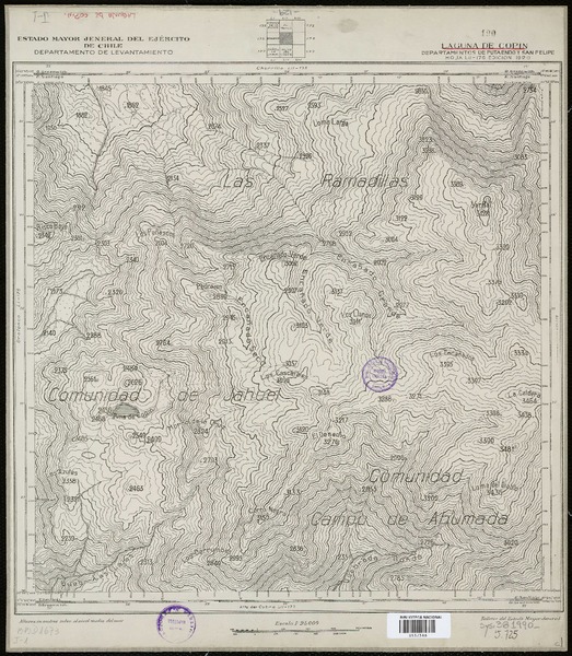 Laguna de Copin Departamentos de Putaendo y San Felipe [material cartográfico] : Estado Mayor Jeneral del Ejército de Chile. Departamento de Levantamiento.