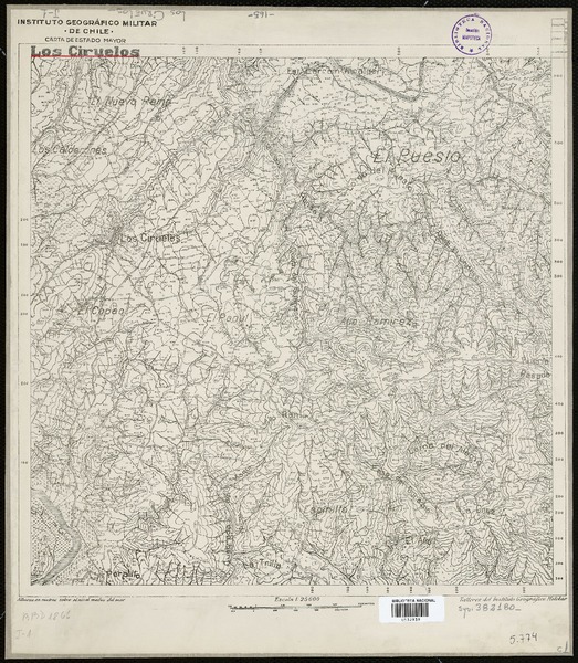 Los Ciruelos  [material cartográfico] Instituto Geográfico Militar de Chile. Carta de Estado Mayor.