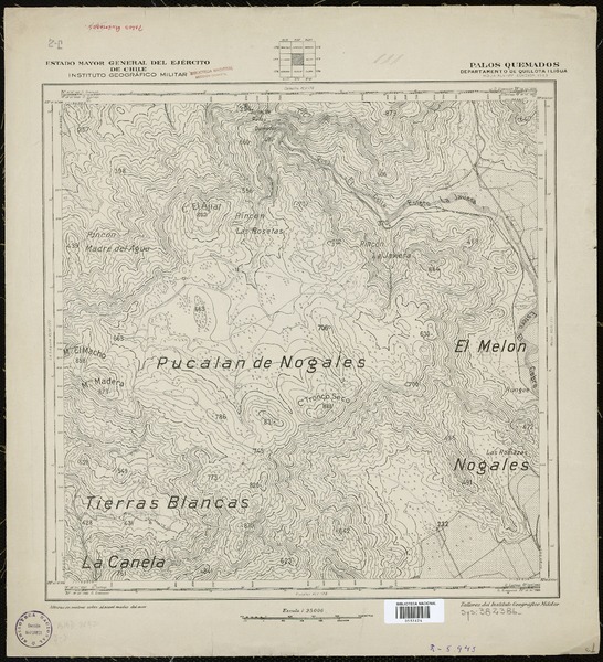 Palos Quemados  [material cartográfico] Estado Mayor General del Ejército de Chile. Instituto Geográfico Militar.