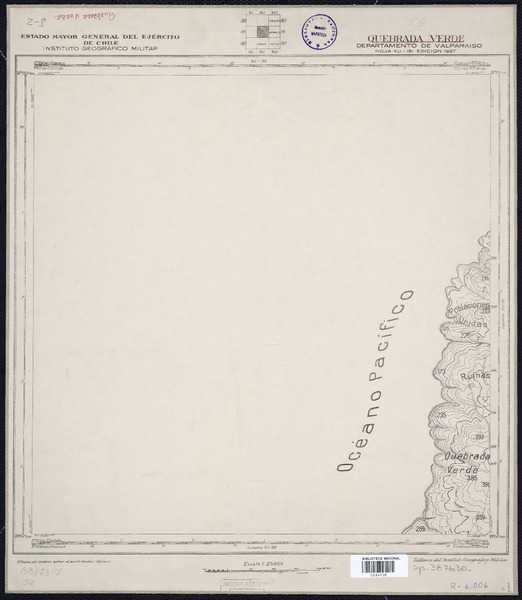 Quebrada Verde Departamento de Valparaíso [material cartográfico] : Estado Mayor General del Ejército de Chile. Instituto Geográfico Militar.