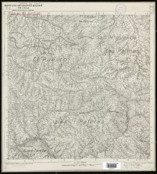Túnel El Arbol  [material cartográfico] Instituto Geográfico Militar de Chile. Carta de Estado Mayor.
