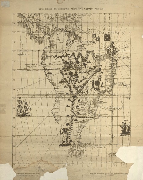 Carta náutica del cosmógrafo Sebastian Caboto, año 1544