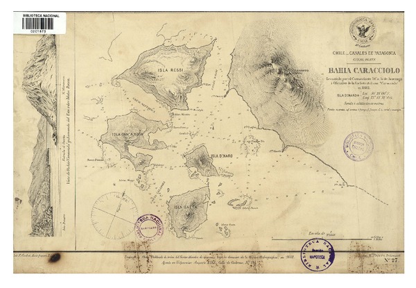 Bahía Caracciolo Chile : Canales de Patagonia : Canal Oeste [material cartográfico] : Levantado por el Comandante D. Carlo de Amezaga i Oficiales de la Corbeta italiana "Caracciolo".