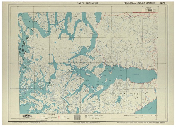 Península Muñoz Gamero 5273 : carta preliminar [material cartográfico] : Instituto Geográfico Militar de Chile.