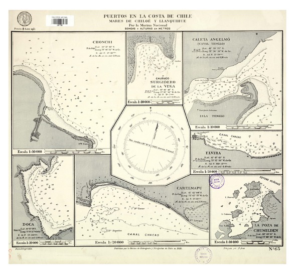 Puertos en la costa de Chile mares de Chiloé y Llanquihue