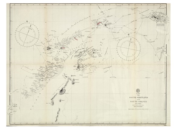 The South Shetland and South Orkney Islands with the tracks of the several discoverers